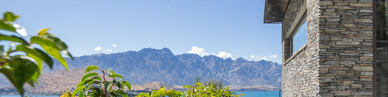 View of Queenstown mountains and Lake Wakatipu from a house