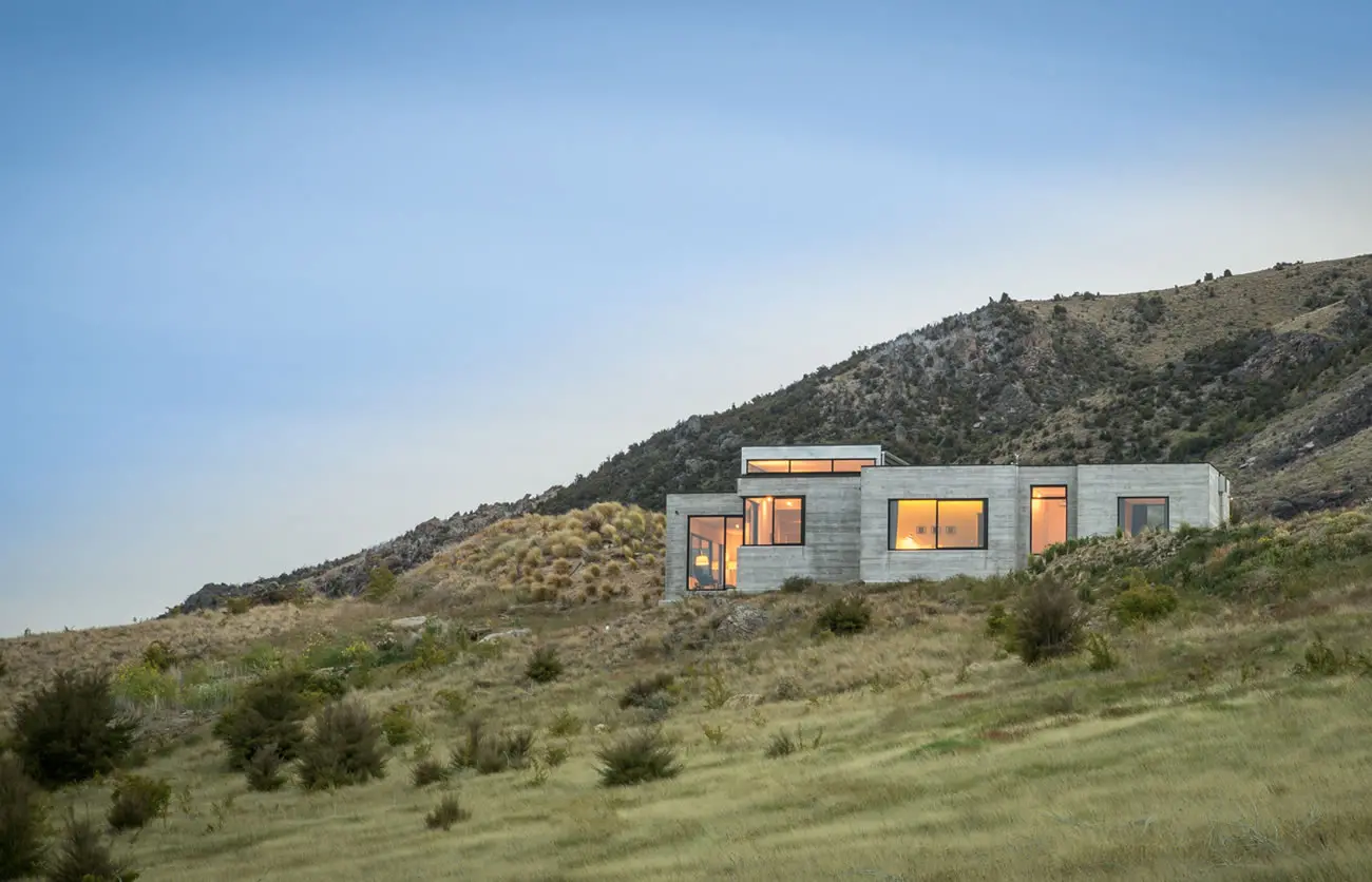 Home built on a hillside for shelter from the environment