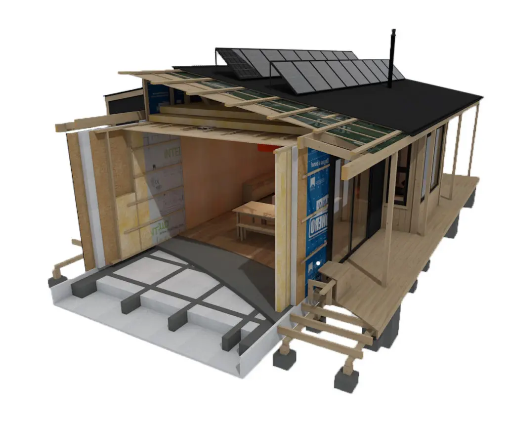 Energy efficient home with high levels of insulation to the slab, walls and ceiling